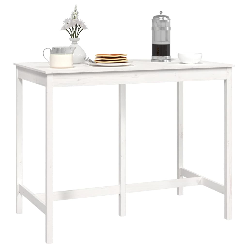 vidaXL Masă de bar, alb, 140x80x110 cm, lemn masiv de pin