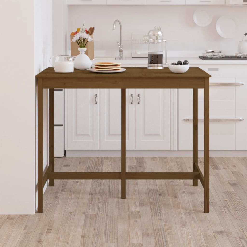 vidaXL Masă de bar, maro miere, 140x80x110 cm, lemn masiv de pin