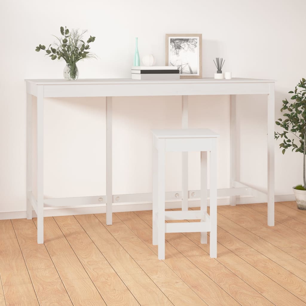 vidaXL Masă de bar, alb, 180x80x110 cm, lemn masiv de pin vidaXL Masă de bar, alb, 180x80x110 cm, lemn masiv de pin