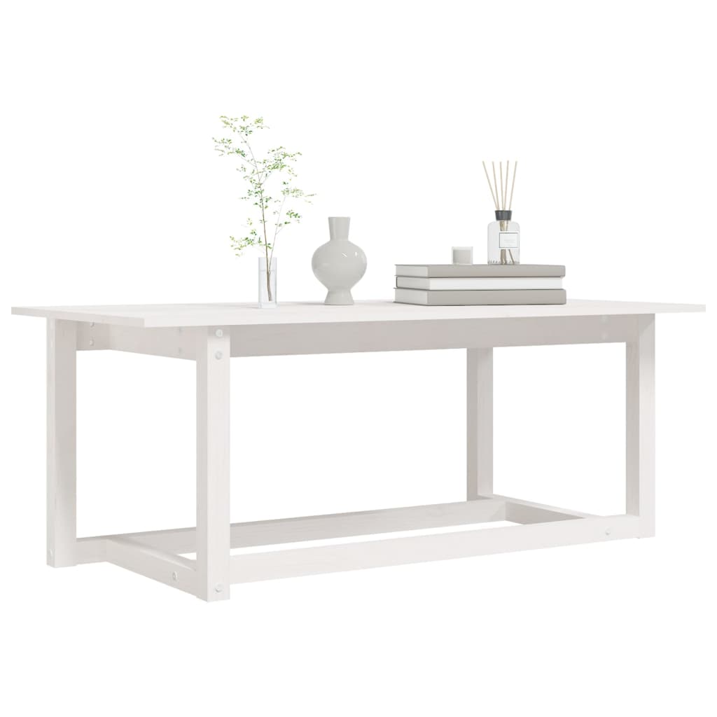 vidaXL Măsuță de cafea, alb, 110x55x45 cm, lemn masiv de pin