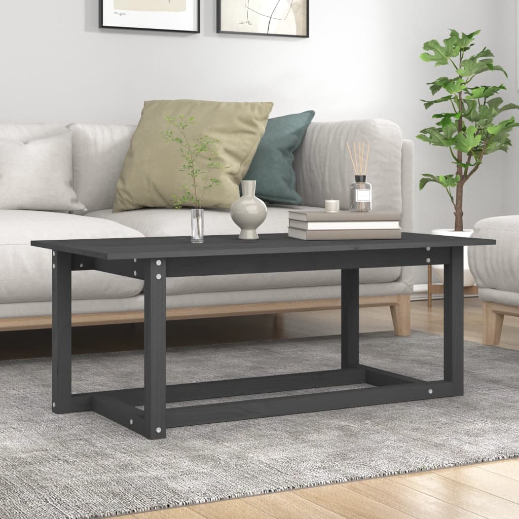 vidaXL Măsuță de cafea, gri, 110x55x45 cm, lemn masiv de pin vidaXL Măsuță de cafea, gri, 110x55x45 cm, lemn masiv de pin
