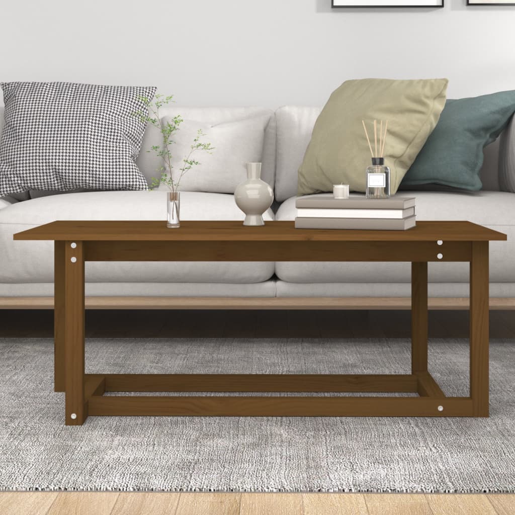 vidaXL Măsuță de cafea, maro miere, 110x55x45 cm, lemn masiv de pin vidaXL Măsuță de cafea, maro miere, 110x55x45 cm, lemn masiv de pin