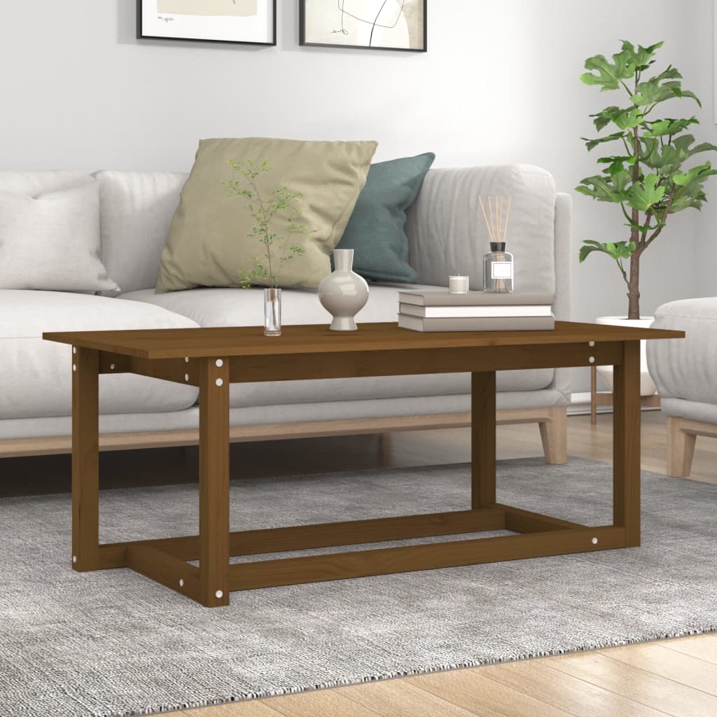 vidaXL Măsuță de cafea, maro miere, 110x55x45 cm, lemn masiv de pin vidaXL Măsuță de cafea, maro miere, 110x55x45 cm, lemn masiv de pin