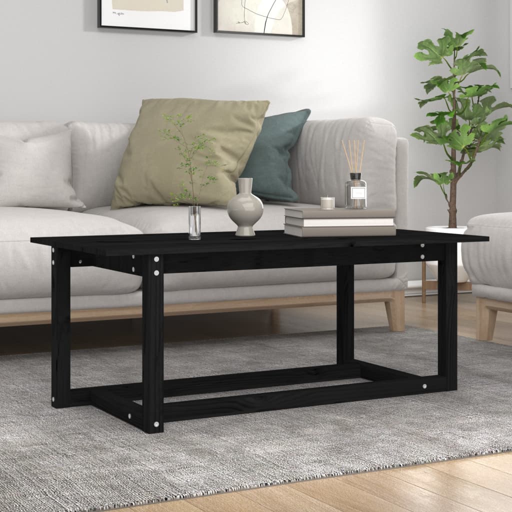vidaXL Măsuță de cafea, negru, 110x55x45 cm, lemn masiv de pin vidaXL Măsuță de cafea, negru, 110x55x45 cm, lemn masiv de pin