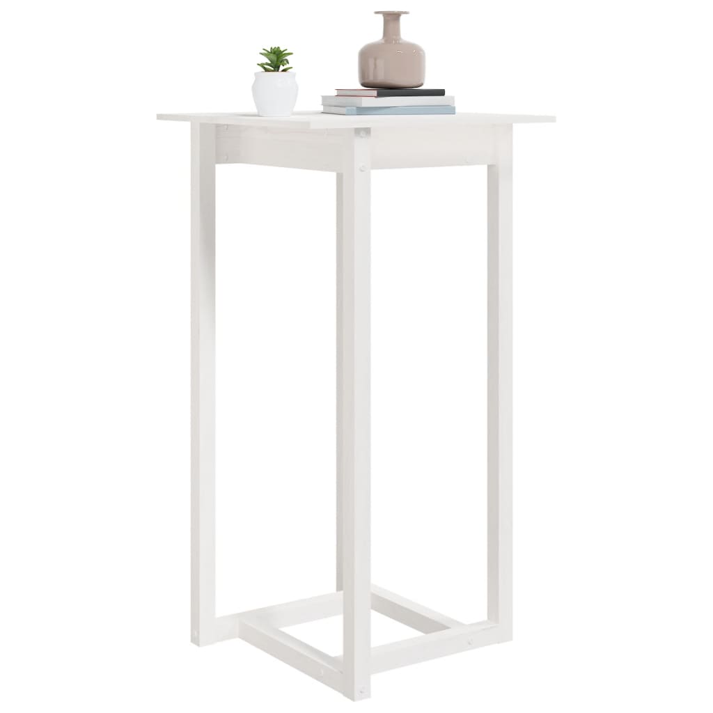 vidaXL Masă de bar, alb, 60x60x110 cm, lemn masiv de pin vidaXL Masă de bar, alb, 60x60x110 cm, lemn masiv de pin