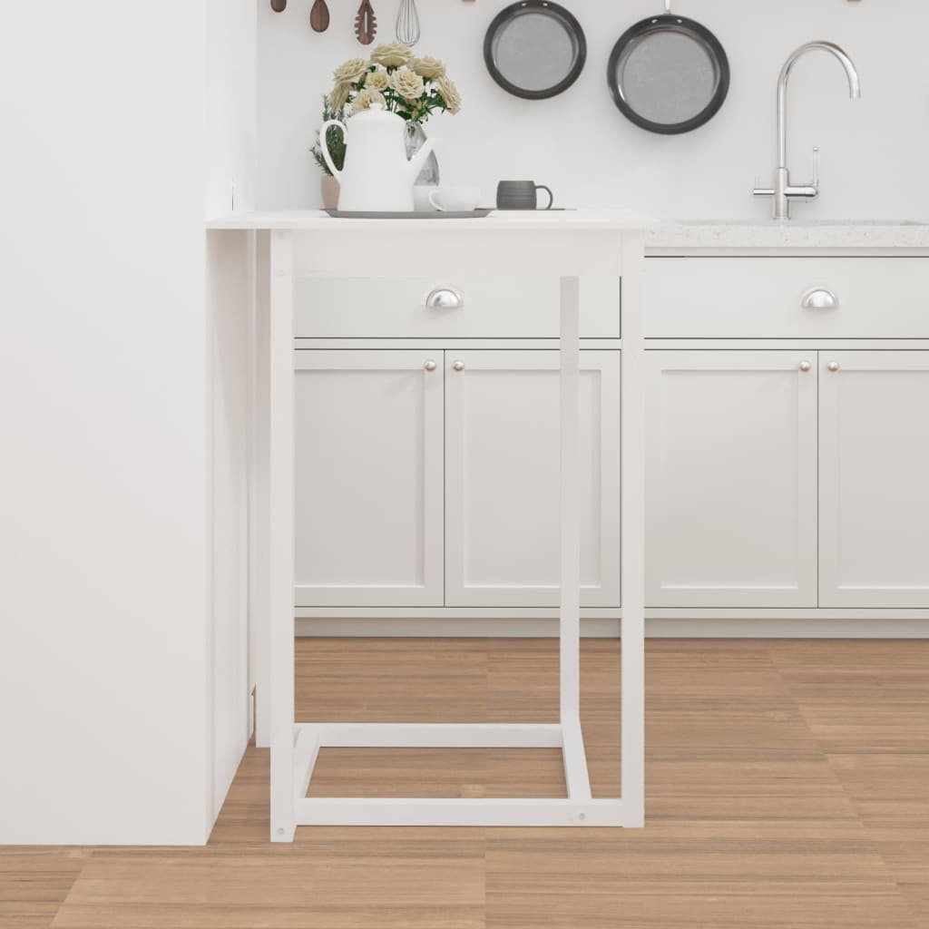 vidaXL Masă de bar, alb, 80x80x110 cm, lemn masiv de pin