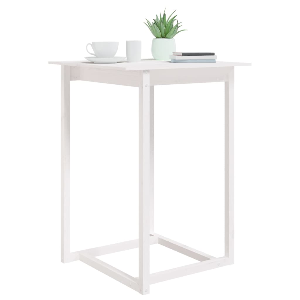 vidaXL Masă de bar, alb, 80x80x110 cm, lemn masiv de pin
