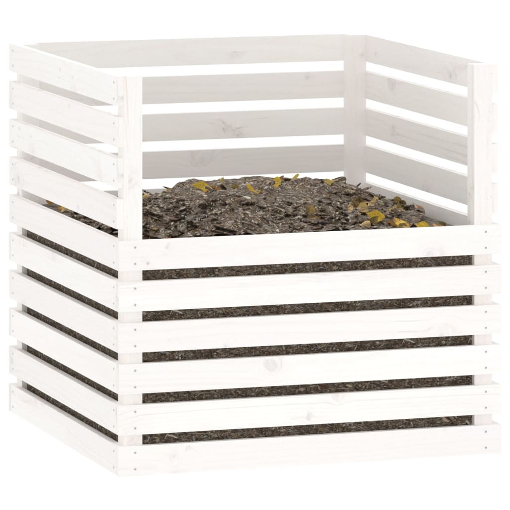 vidaXL Compostor, alb, 80x80x78 cm, lemn masiv de pin vidaXL Compostor, alb, 80x80x78 cm, lemn masiv de pin