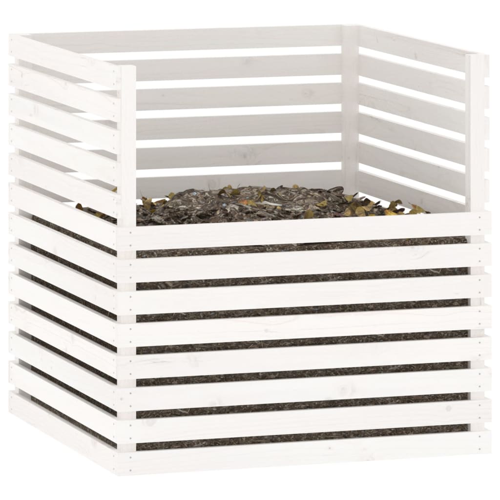 vidaXL Compostor, alb, 100x100x102 cm, lemn masiv de pin vidaXL Compostor, alb, 100x100x102 cm, lemn masiv de pin