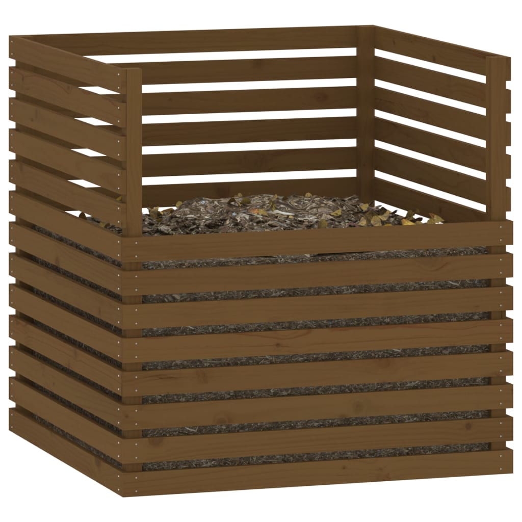 vidaXL Compostor, maro miere, 100x100x102 cm, lemn masiv de pin vidaXL Compostor, maro miere, 100x100x102 cm, lemn masiv de pin