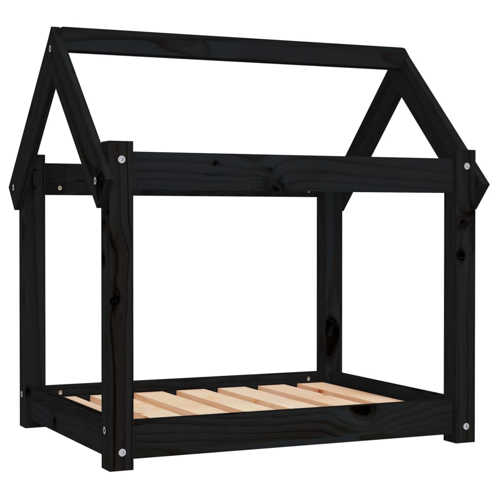 vidaXL Pat pentru câini, negru, 71x55x70 cm, lemn masiv de pin vidaXL Pat pentru câini, negru, 71x55x70 cm, lemn masiv de pin