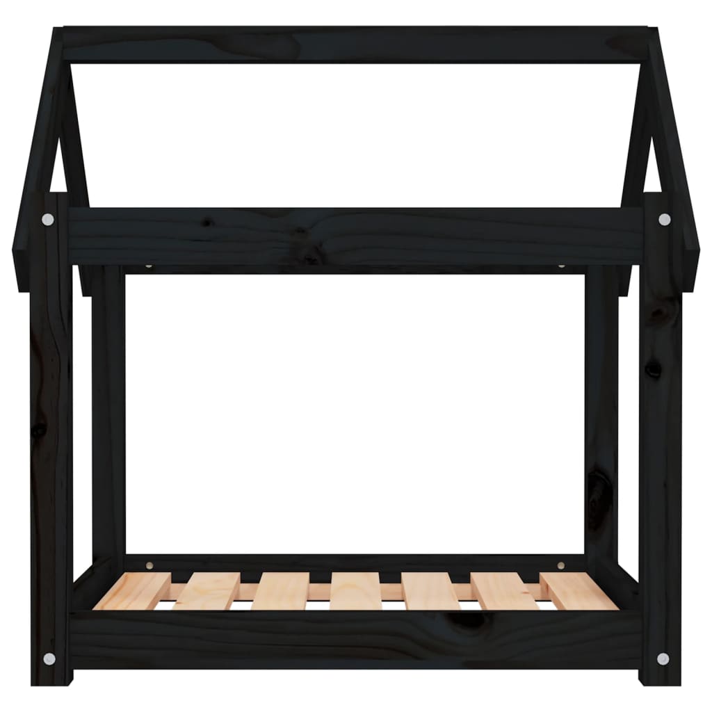 vidaXL Pat pentru câini, negru, 71x55x70 cm, lemn masiv de pin vidaXL Pat pentru câini, negru, 71x55x70 cm, lemn masiv de pin