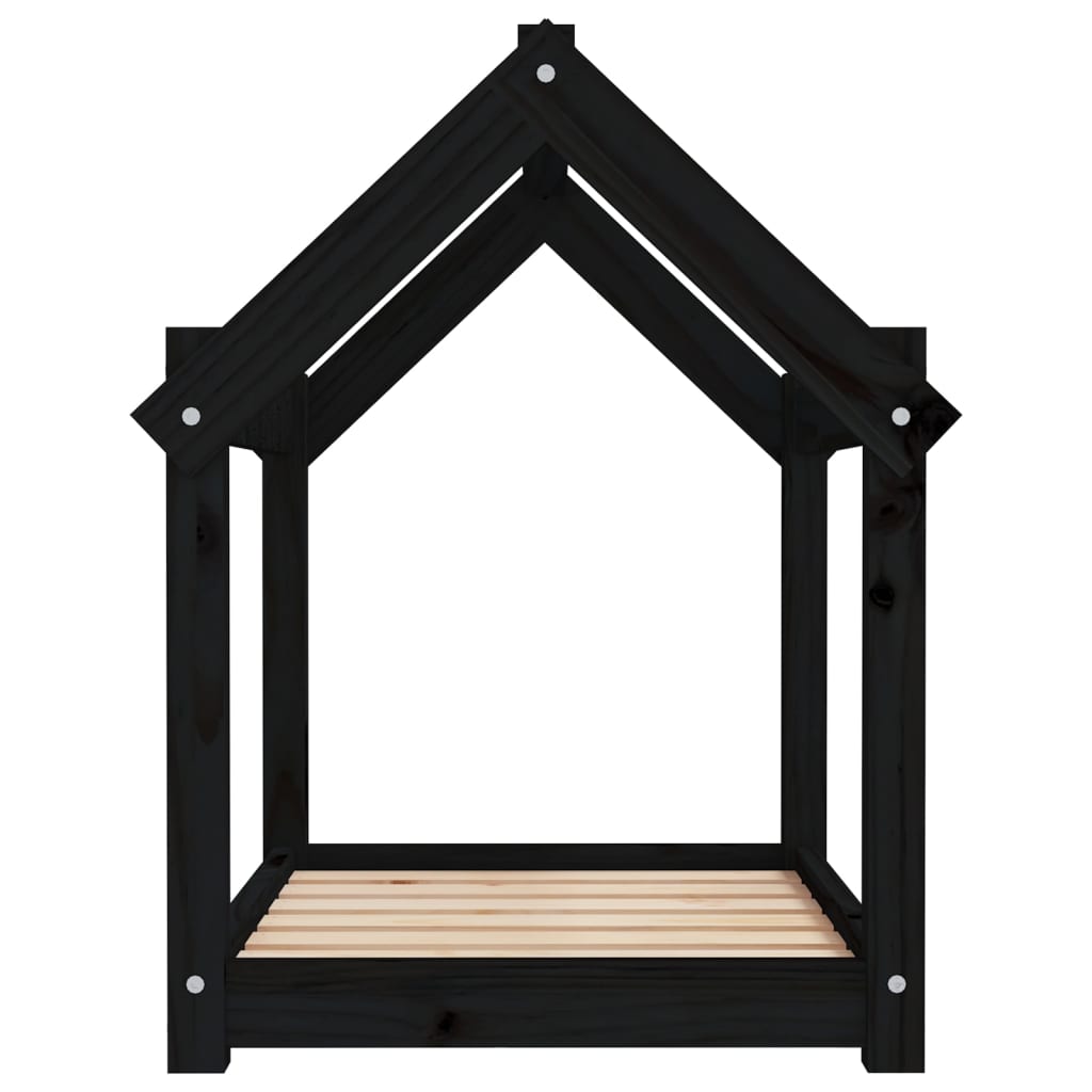 vidaXL Pat pentru câini, negru, 71x55x70 cm, lemn masiv de pin vidaXL Pat pentru câini, negru, 71x55x70 cm, lemn masiv de pin