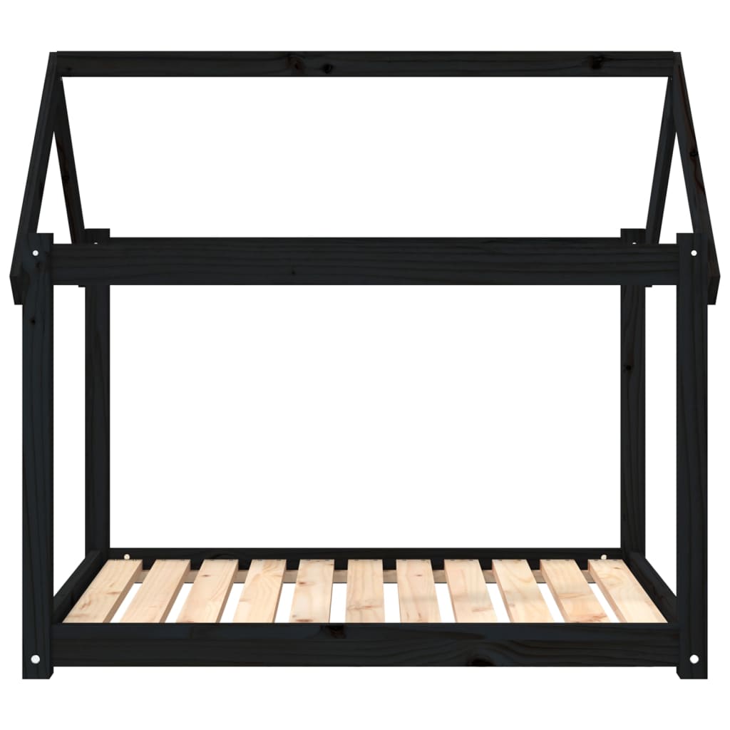 vidaXL Pat pentru câini, negru, 101x70x90 cm, lemn masiv de pin vidaXL Pat pentru câini, negru, 101x70x90 cm, lemn masiv de pin