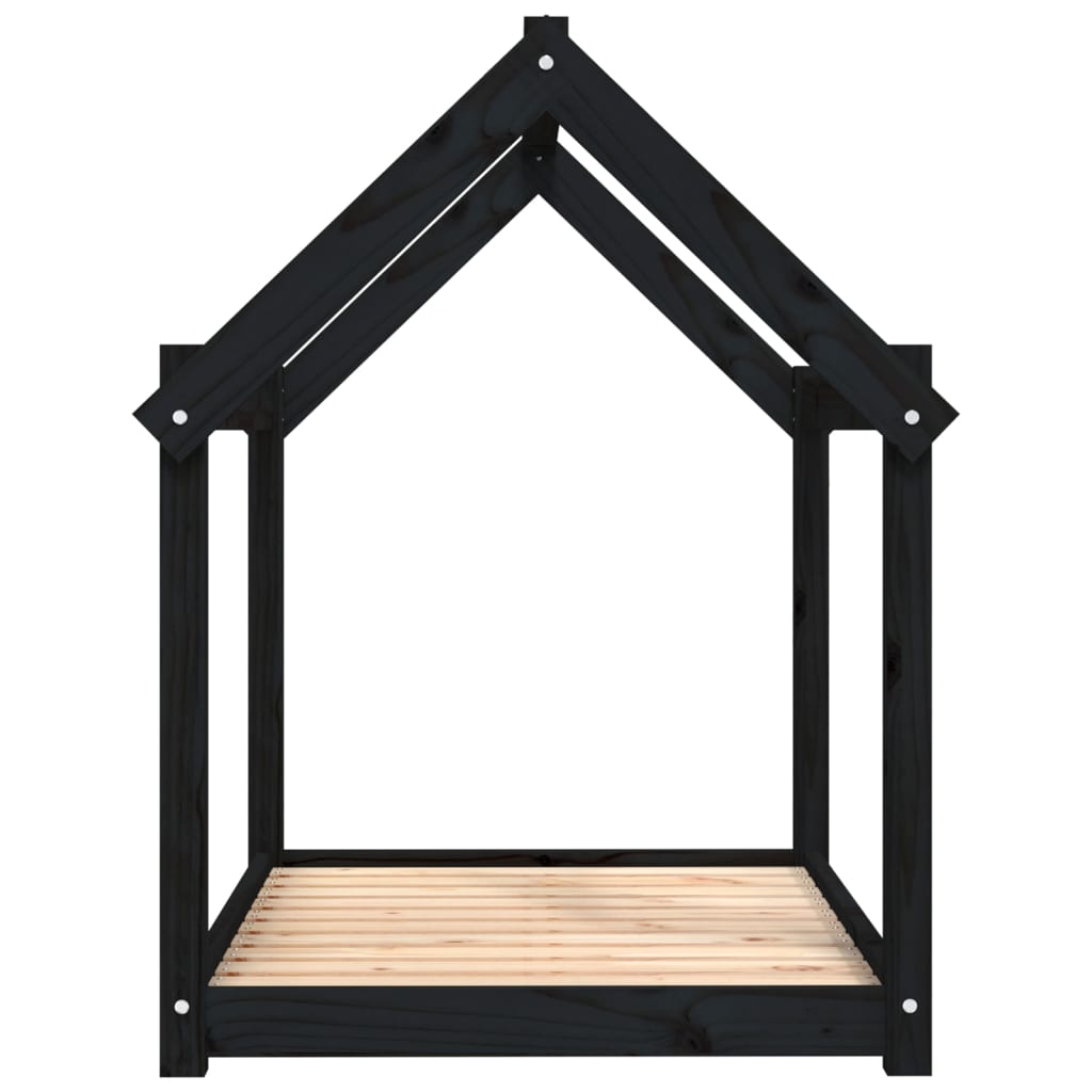 vidaXL Pat pentru câini, negru, 101x70x90 cm, lemn masiv de pin vidaXL Pat pentru câini, negru, 101x70x90 cm, lemn masiv de pin