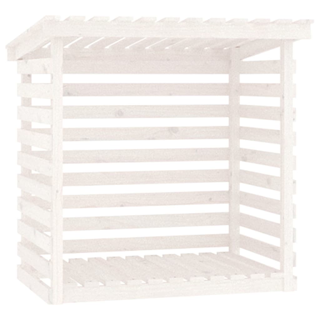 vidaXL Rastel pentru lemne de foc, alb, 108x73x108 cm, lemn masiv pin vidaXL Rastel pentru lemne de foc, alb, 108x73x108 cm, lemn masiv pin