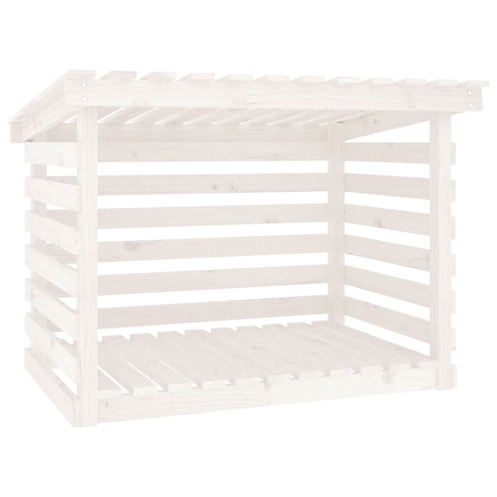 vidaXL Rastel pentru lemne de foc, alb, 108x73x79 cm, lemn masiv pin vidaXL Rastel pentru lemne de foc, alb, 108x73x79 cm, lemn masiv pin