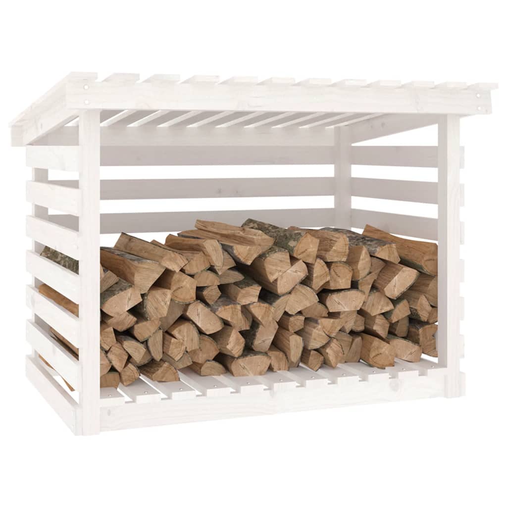 vidaXL Rastel pentru lemne de foc, alb, 108x73x79 cm, lemn masiv pin vidaXL Rastel pentru lemne de foc, alb, 108x73x79 cm, lemn masiv pin