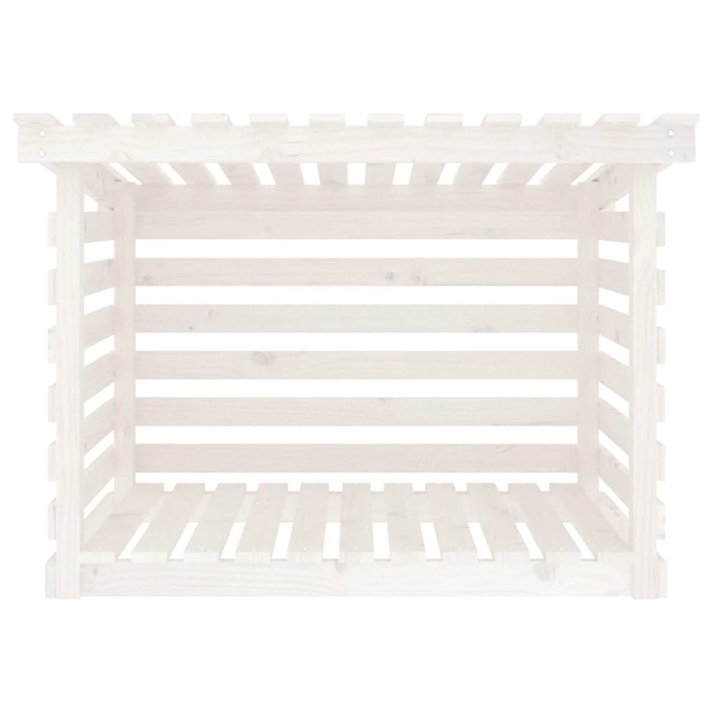 vidaXL Rastel pentru lemne de foc, alb, 108x73x79 cm, lemn masiv pin vidaXL Rastel pentru lemne de foc, alb, 108x73x79 cm, lemn masiv pin