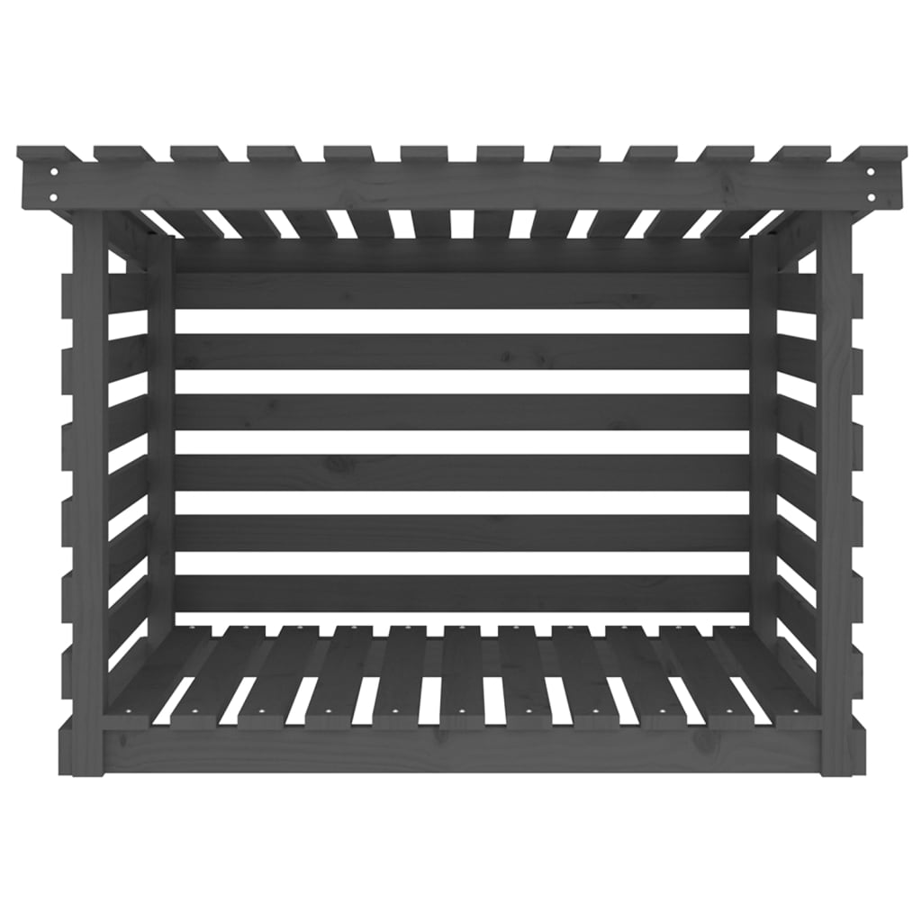 vidaXL Rastel pentru lemne de foc, gri, 108x73x79 cm, lemn masiv pin vidaXL Rastel pentru lemne de foc, gri, 108x73x79 cm, lemn masiv pin