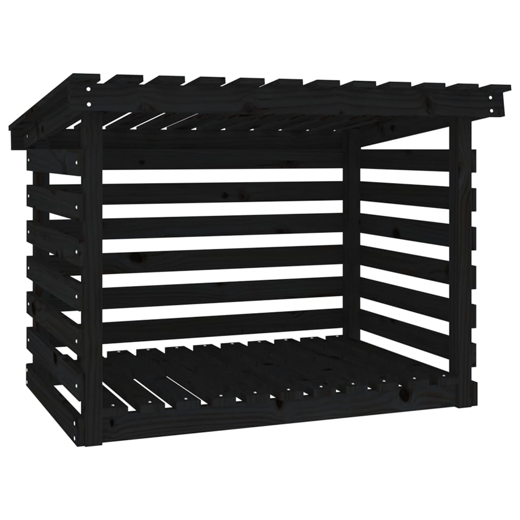 vidaXL Rastel pentru lemne de foc, negru, 108x73x79 cm lemn masiv pin vidaXL Rastel pentru lemne de foc, negru, 108x73x79 cm lemn masiv pin