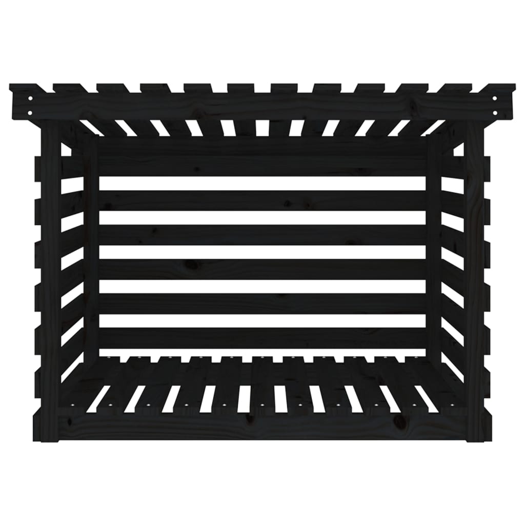 vidaXL Rastel pentru lemne de foc, negru, 108x73x79 cm lemn masiv pin vidaXL Rastel pentru lemne de foc, negru, 108x73x79 cm lemn masiv pin