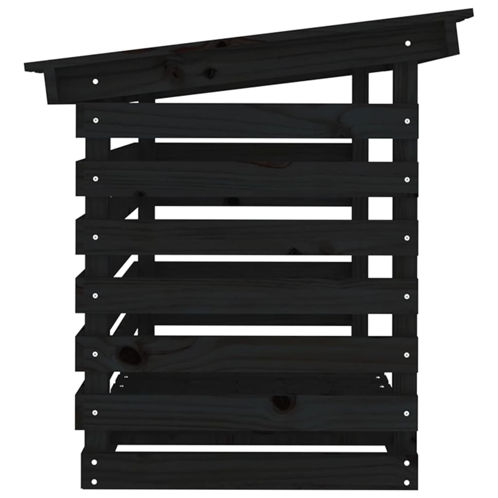 vidaXL Rastel pentru lemne de foc, negru, 108x73x79 cm lemn masiv pin vidaXL Rastel pentru lemne de foc, negru, 108x73x79 cm lemn masiv pin