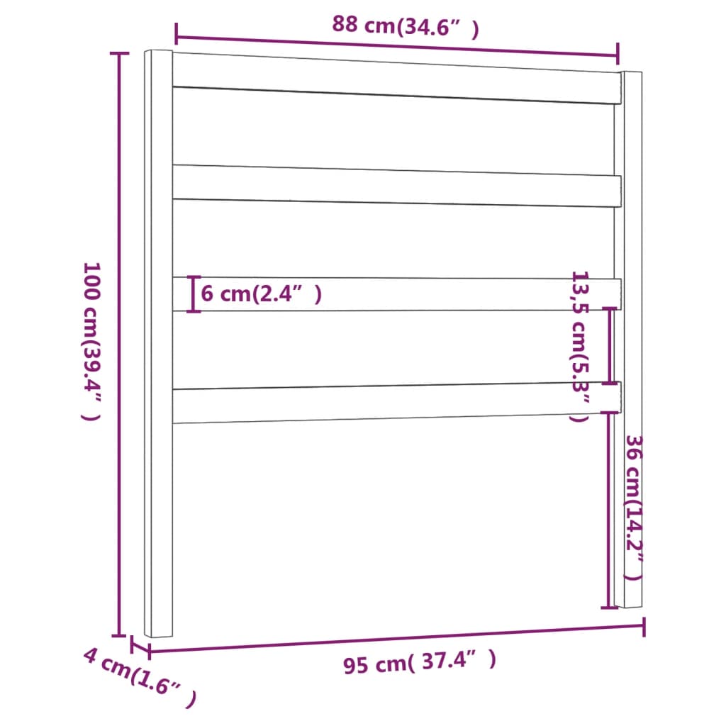 vidaXL Tăblie de pat, 95x4x100 cm, lemn masiv de pin