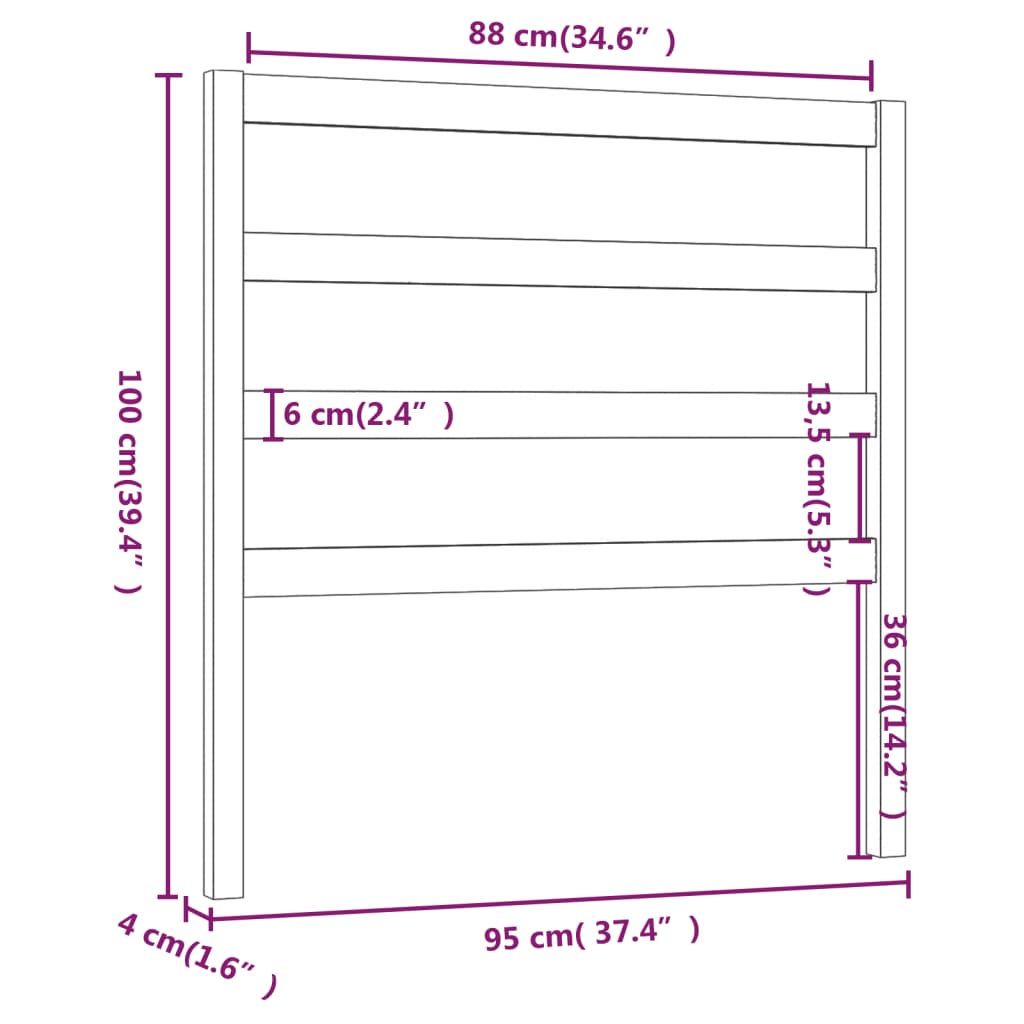 vidaXL Tăblie de pat, negru, 95x4x100 cm, lemn masiv de pin