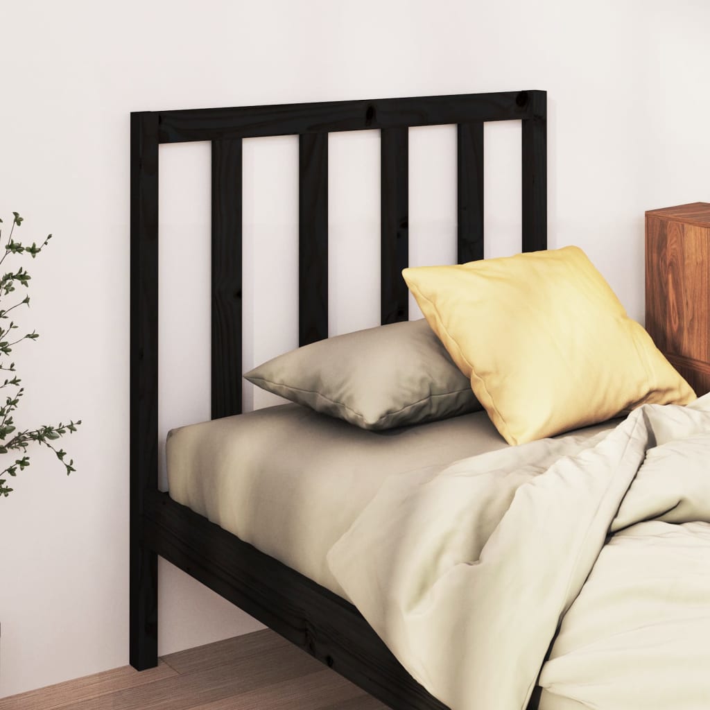 vidaXL Tăblie de pat, negru, 95x4x100 cm, lemn masiv de pin