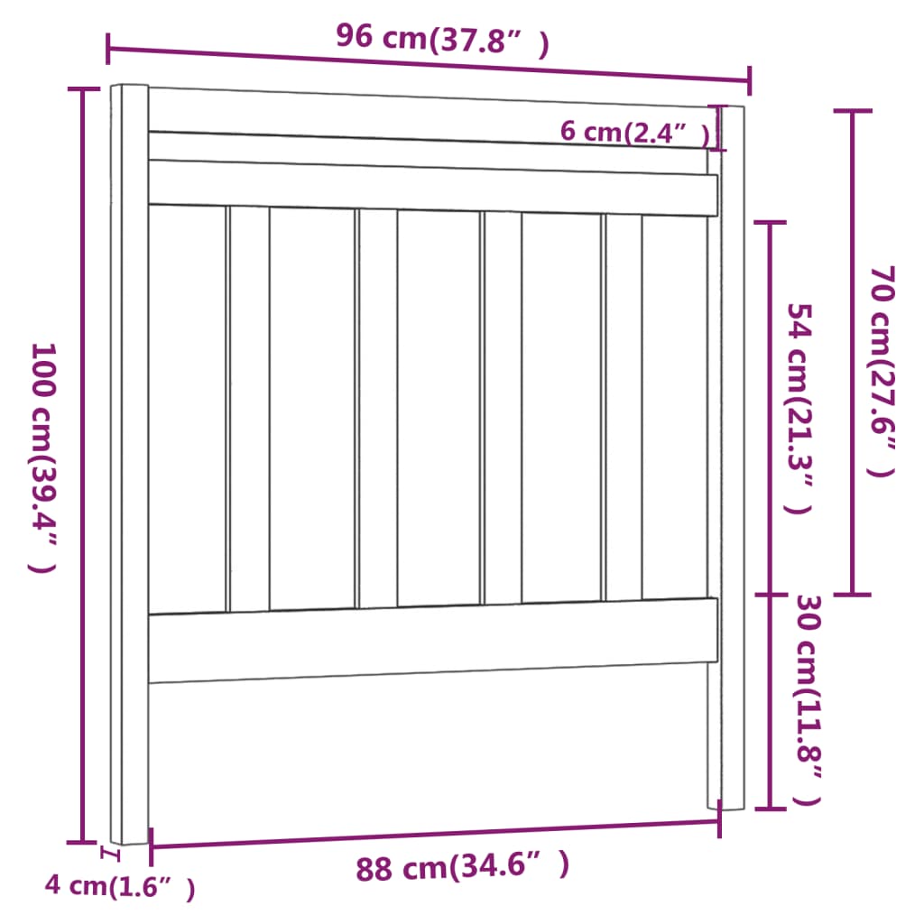 vidaXL Tăblie de pat, negru, 95x4x100 cm, lemn masiv de pin