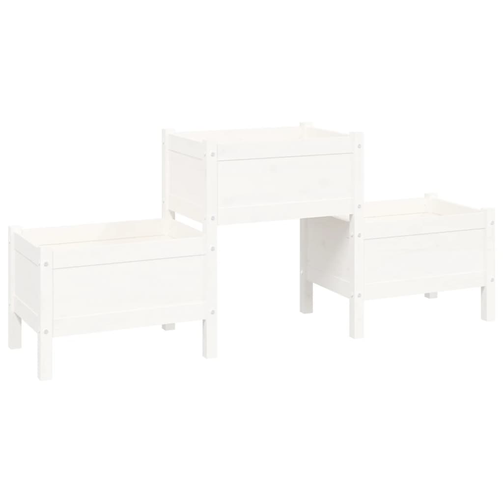 vidaXL Jardinieră, alb, 178,5x44x75 cm, lemn masiv de pin