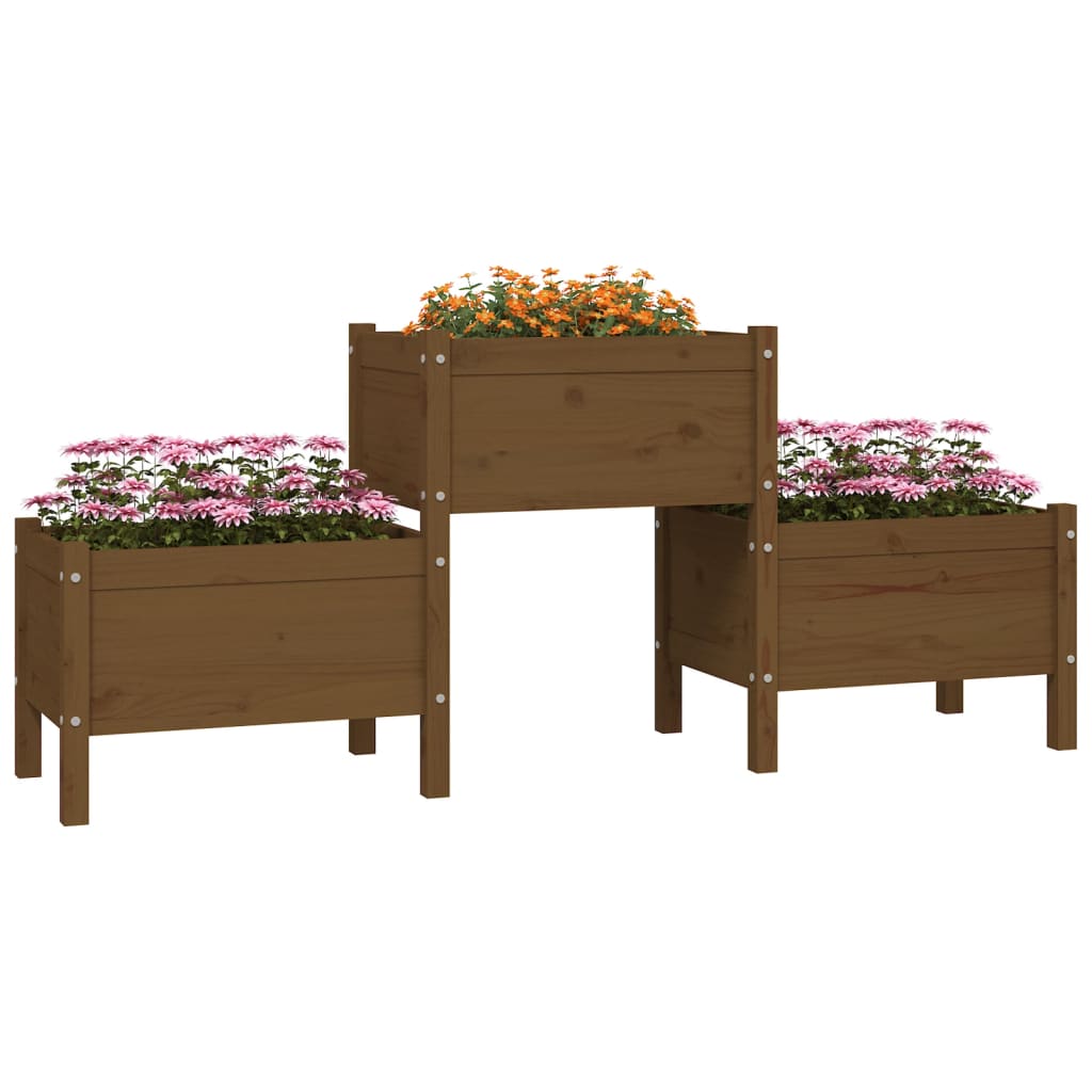vidaXL Jardinieră, maro miere, 178,5x44x75 cm, lemn masiv de pin