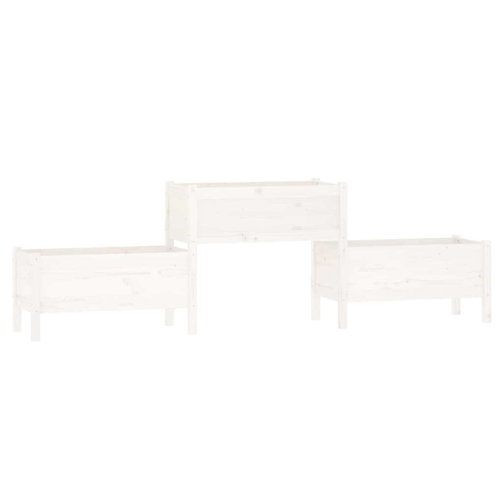 vidaXL Jardinieră, alb, 245,5x44x75 cm, lemn masiv de pin