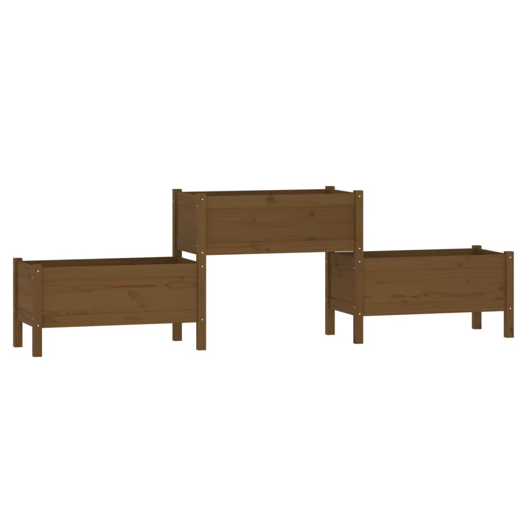 vidaXL Jardinieră, maro miere, 245,5x44x75 cm, lemn masiv de pin
