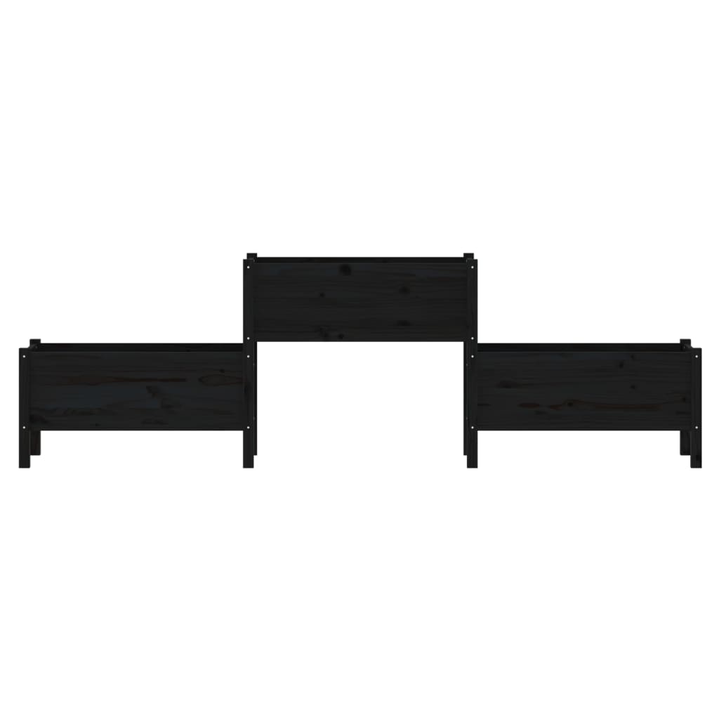 vidaXL Jardinieră, negru, 245,5x44x75 cm, lemn masiv de pin