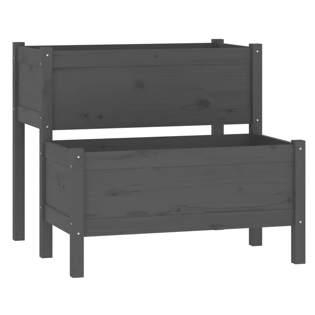 vidaXL Jardinieră, gri, 84,5x84x75 cm, lemn masiv de pin