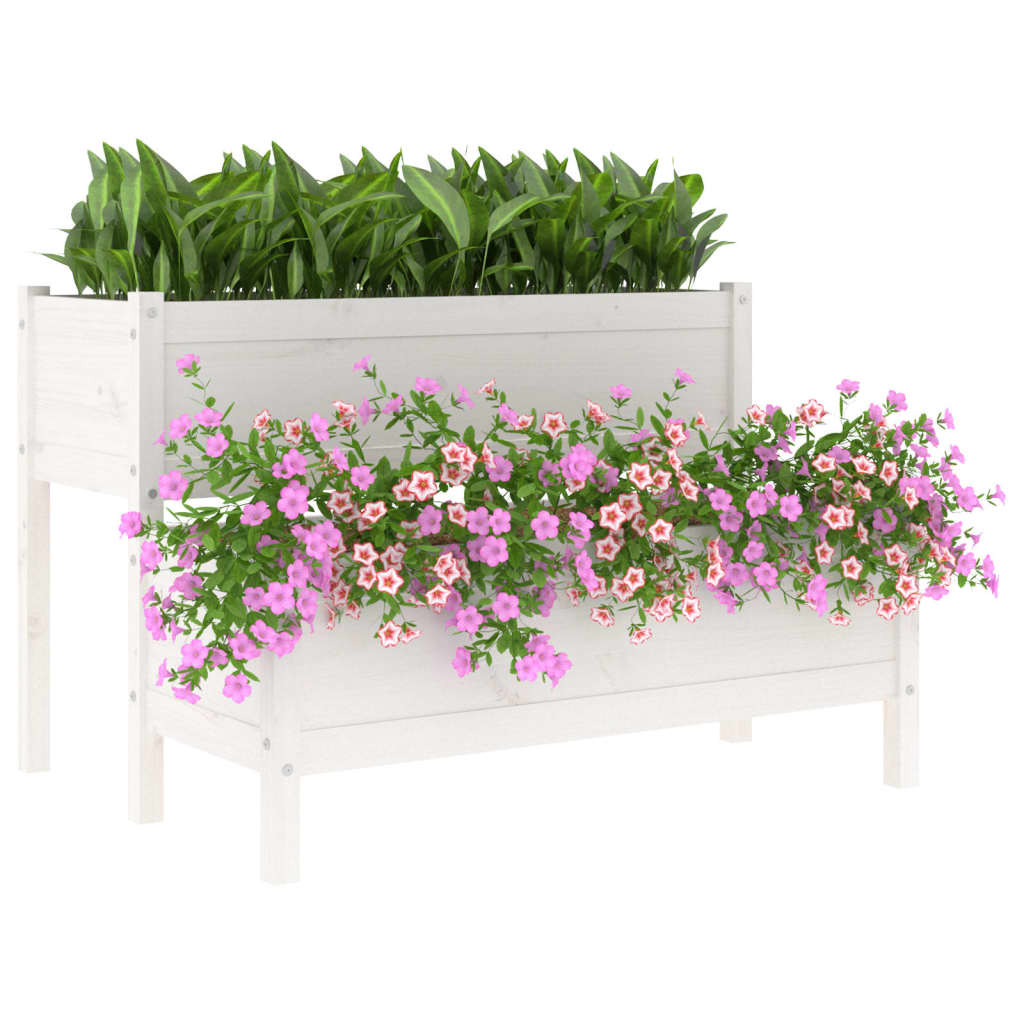 vidaXL Jardinieră, alb, 110x84x75 cm, lemn masiv de pin