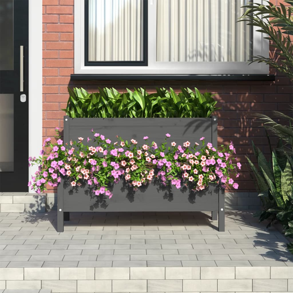 vidaXL Jardinieră, gri, 110x84x75 cm, lemn masiv de pin