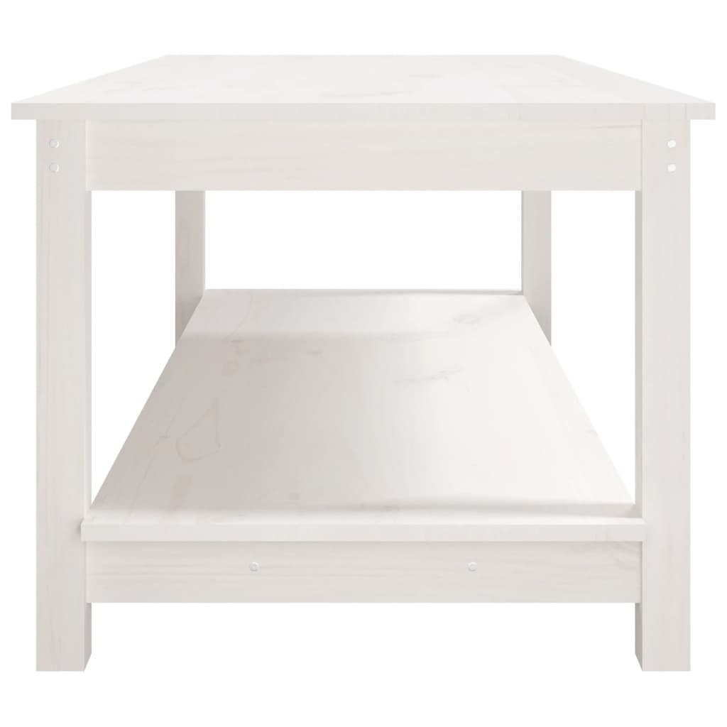 vidaXL Măsuță de cafea, alb, 110x55x45 cm, lemn masiv de pin