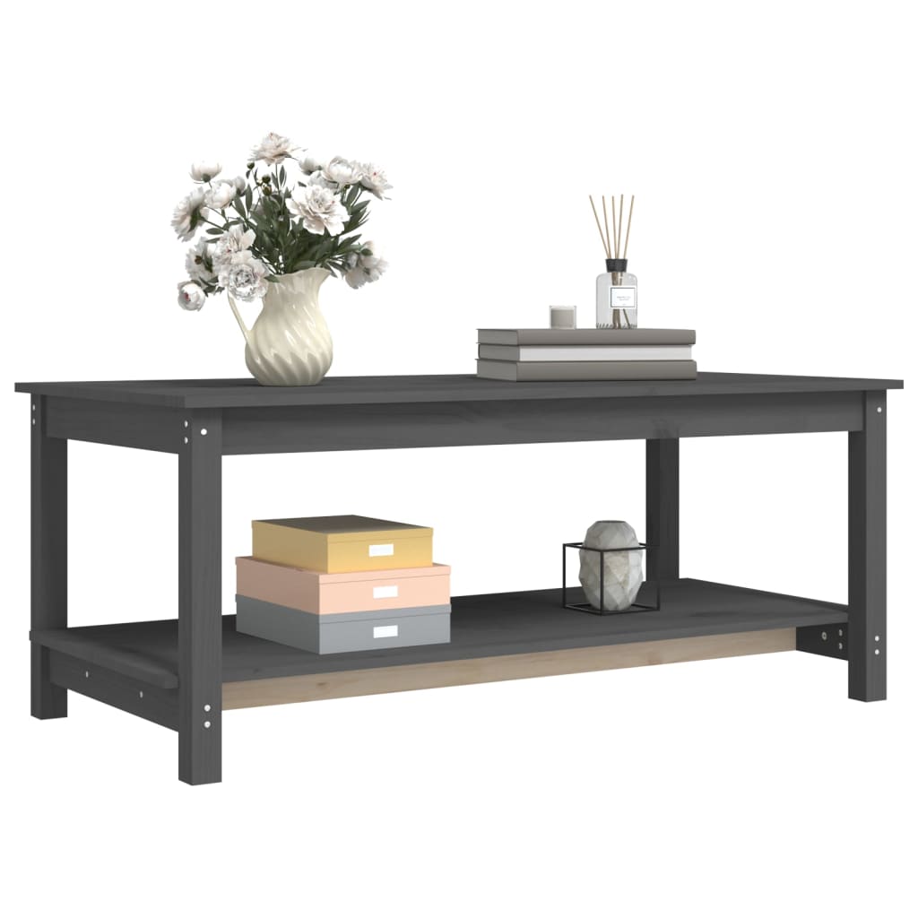 vidaXL Măsuță de cafea, gri, 110x55x45 cm, lemn masiv de pin vidaXL Măsuță de cafea, gri, 110x55x45 cm, lemn masiv de pin