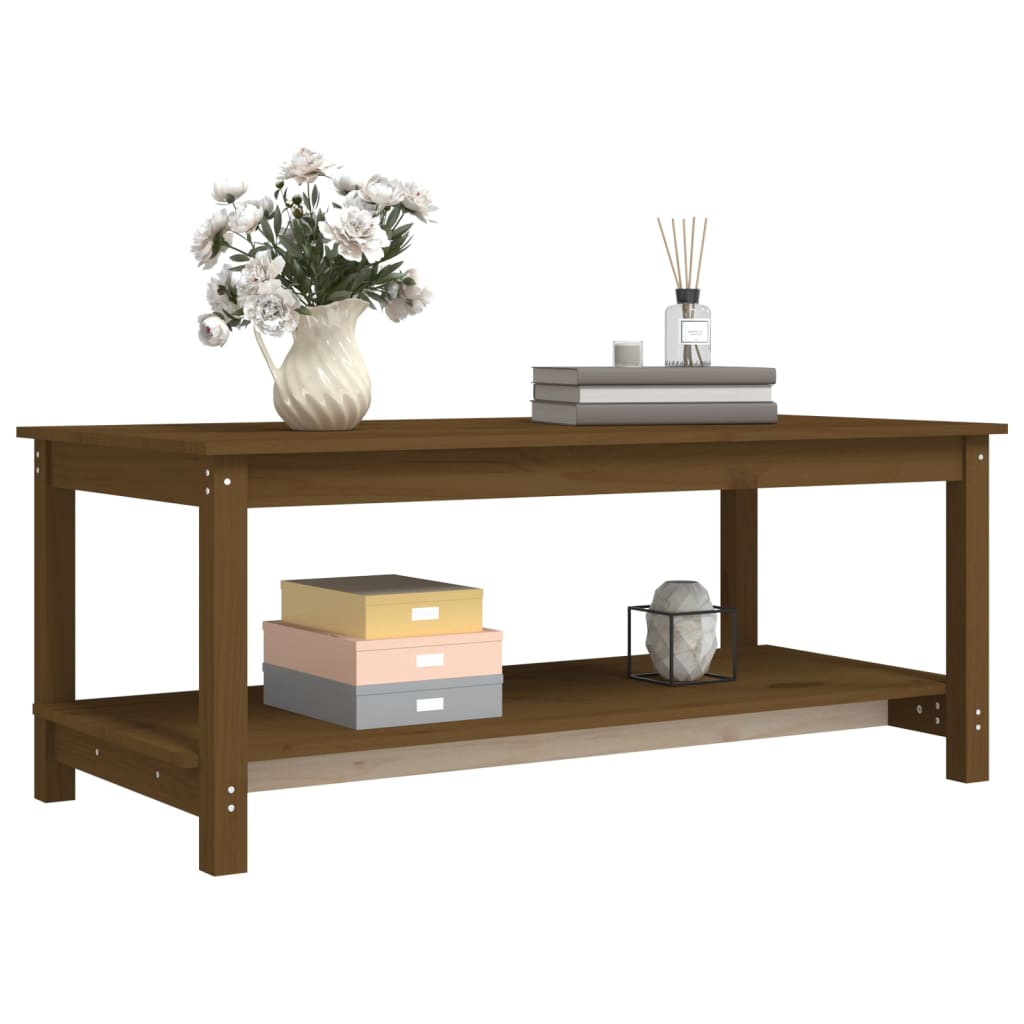 vidaXL Măsuță de cafea, maro miere, 110x55x45 cm, lemn masiv de pin vidaXL Măsuță de cafea, maro miere, 110x55x45 cm, lemn masiv de pin