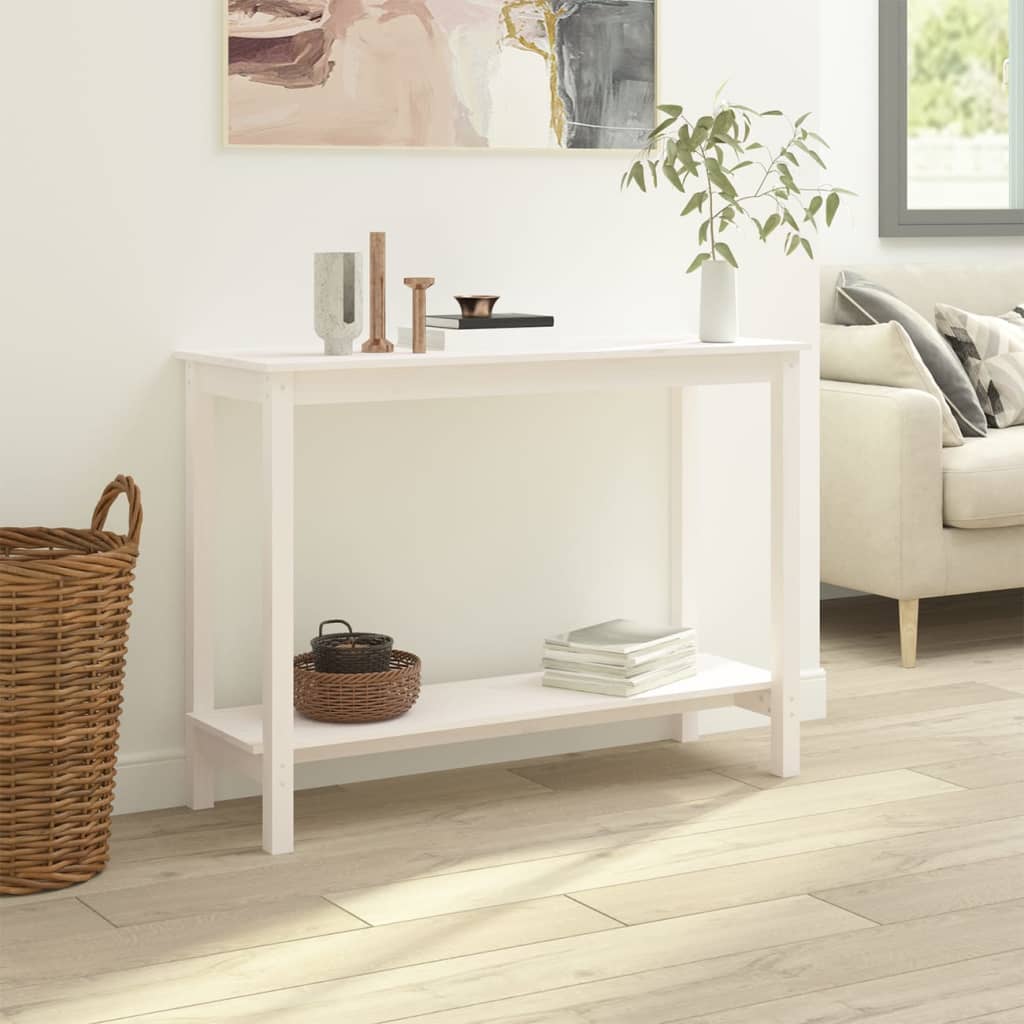vidaXL Masă consolă, alb, 110x40x80 cm, lemn masiv de pin vidaXL Masă consolă, alb, 110x40x80 cm, lemn masiv de pin