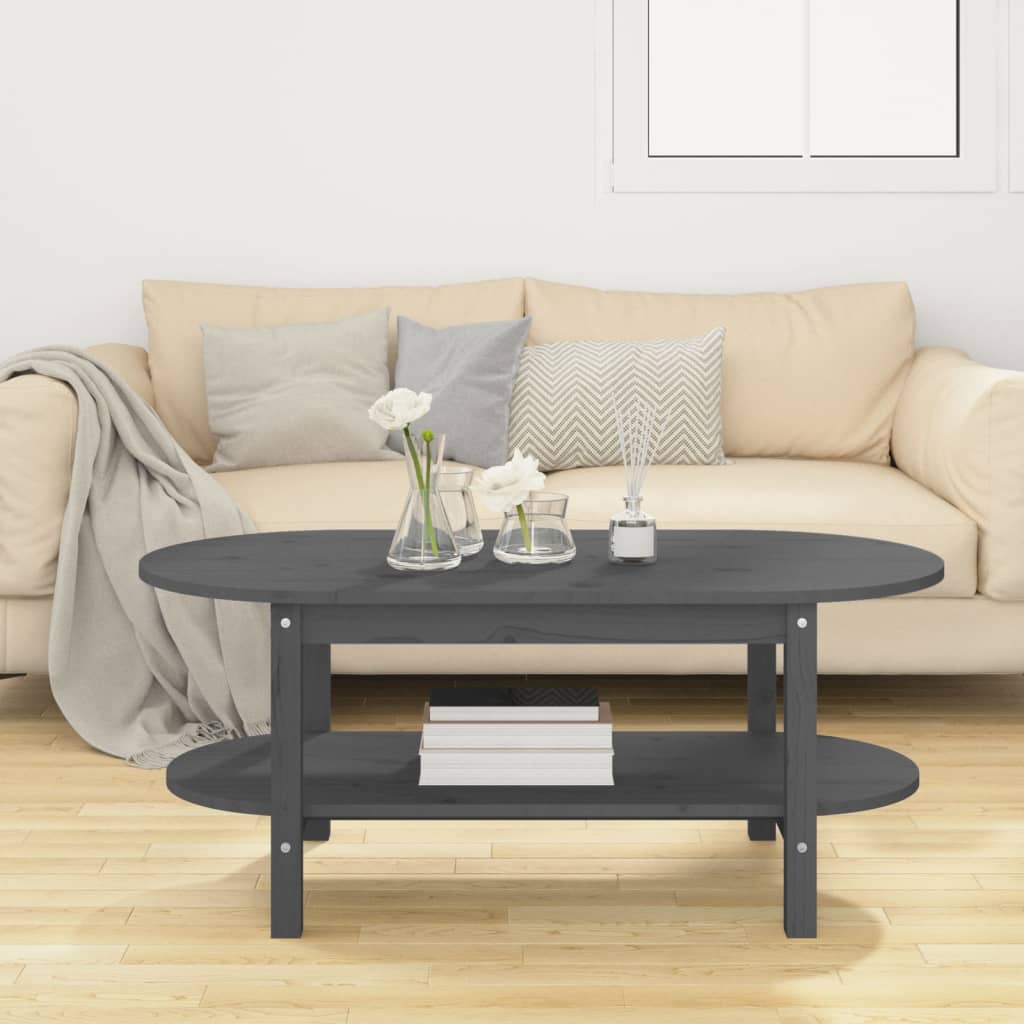 vidaXL Măsuță de cafea, gri, 110x55x45 cm, lemn masiv de pin vidaXL Măsuță de cafea, gri, 110x55x45 cm, lemn masiv de pin