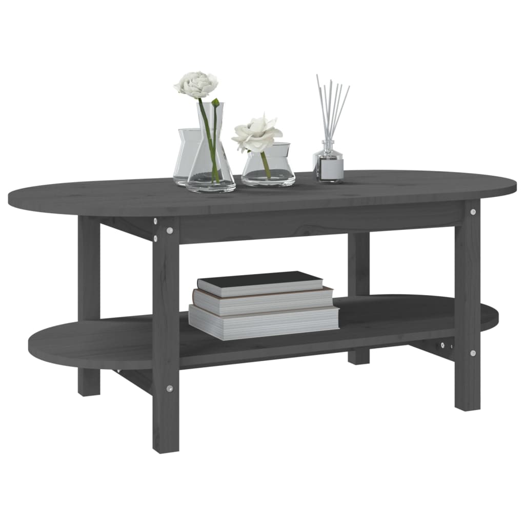 vidaXL Măsuță de cafea, gri, 110x55x45 cm, lemn masiv de pin vidaXL Măsuță de cafea, gri, 110x55x45 cm, lemn masiv de pin