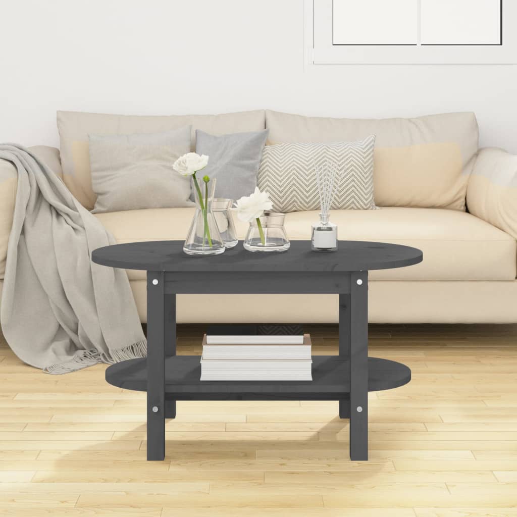 vidaXL Măsuță de cafea, gri, 80x45x45 cm, lemn masiv de pin vidaXL Măsuță de cafea, gri, 80x45x45 cm, lemn masiv de pin