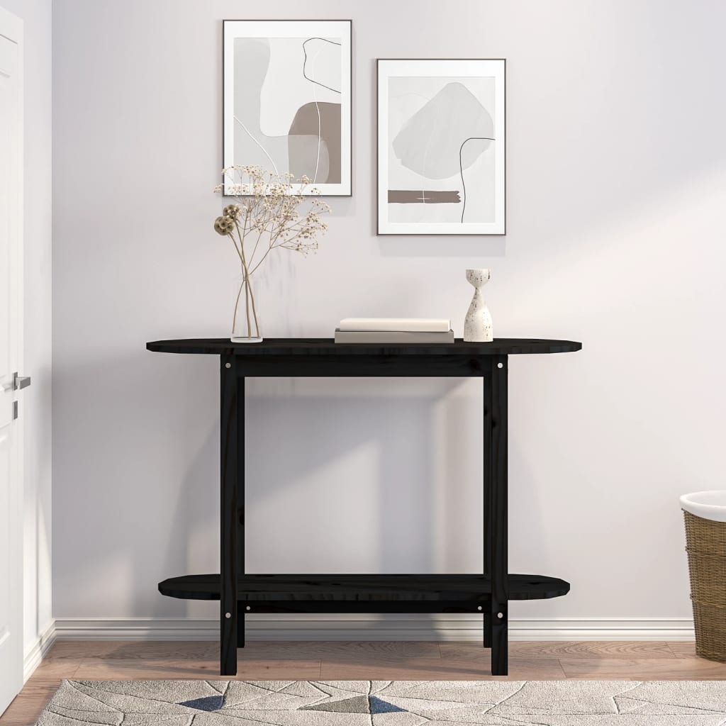 vidaXL Masă consolă, negru, 110x40x80 cm, lemn masiv de pin vidaXL Masă consolă, negru, 110x40x80 cm, lemn masiv de pin