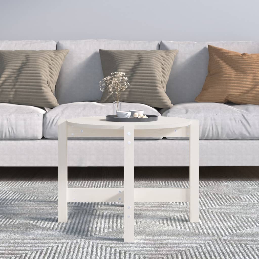 vidaXL Măsuță de cafea, alb, Ø 62,5x45 cm, lemn masiv de pin vidaXL Măsuță de cafea, alb, Ø 62,5x45 cm, lemn masiv de pin