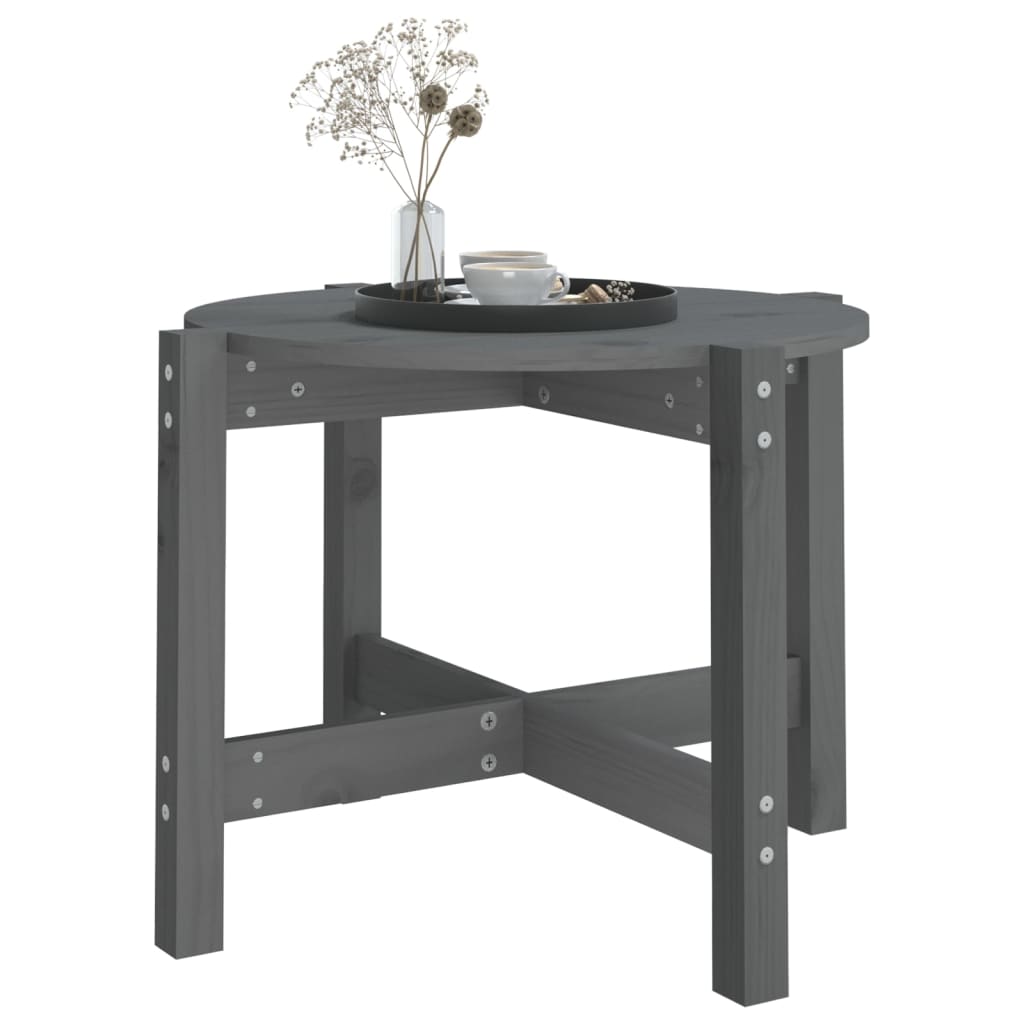 vidaXL Măsuță de cafea, gri, Ø 62,5x45 cm, lemn masiv de pin vidaXL Măsuță de cafea, gri, Ø 62,5x45 cm, lemn masiv de pin