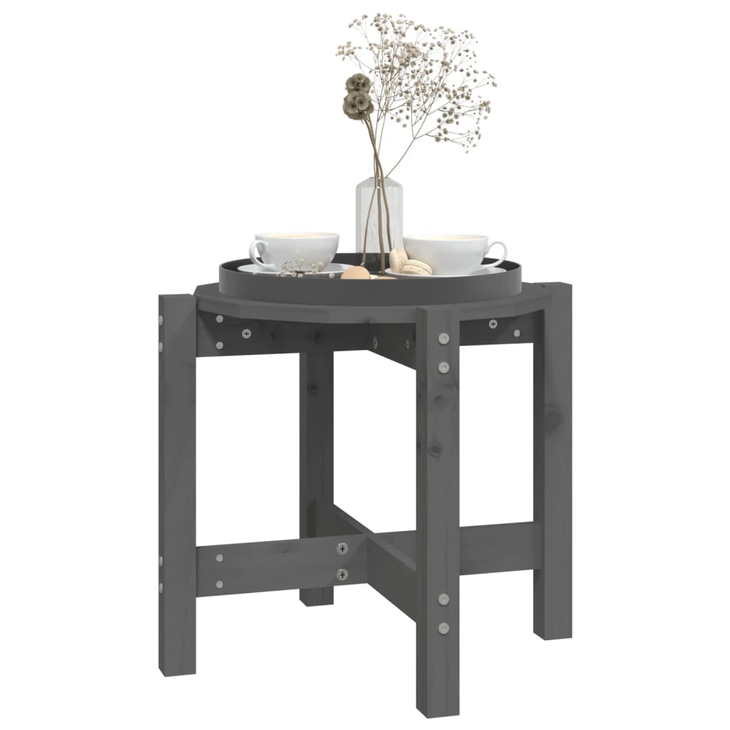 vidaXL Măsuță de cafea, gri, Ø 52,5x45 cm, lemn masiv de pin vidaXL Măsuță de cafea, gri, Ø 52,5x45 cm, lemn masiv de pin